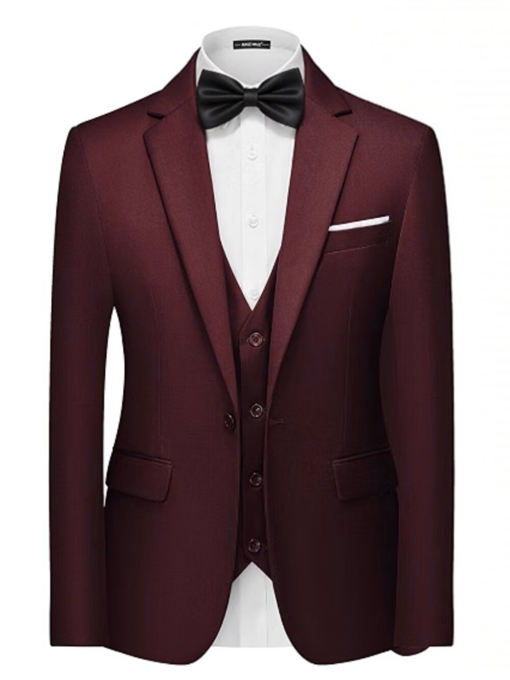 MAGE MALE 3 Piece Suit Men’s 3XL Maroon Blazer Vest Pants NWOT